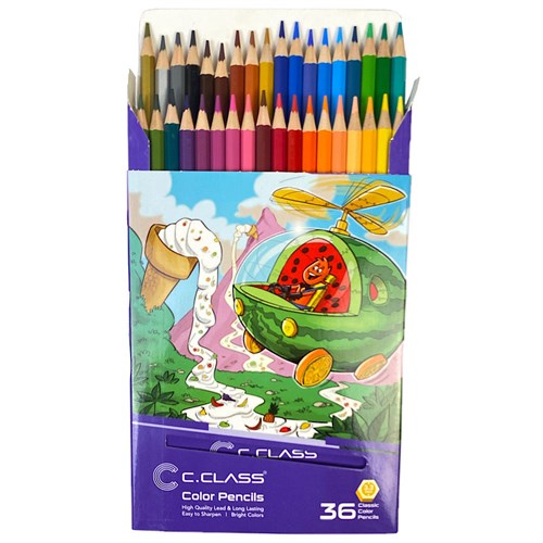 مداد رنگی ۳۶ رنگ جعبه‌ای سی کلاس
