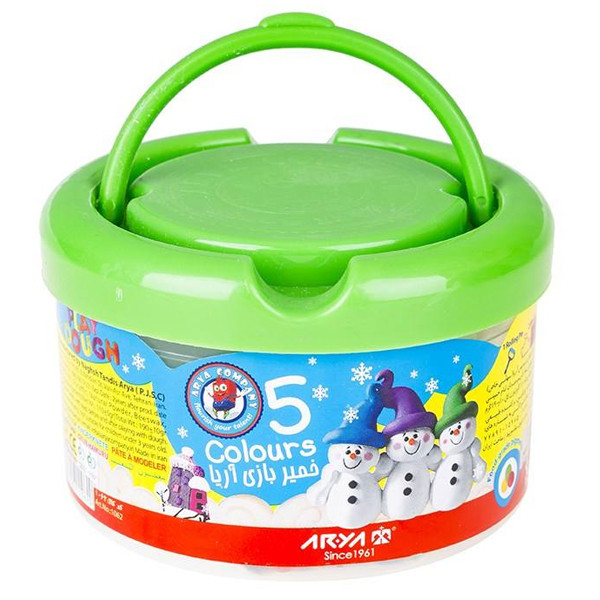 خمیر بازی ۵ رنگ سطلی آریا Arya Kids Play Dough 5 Colors