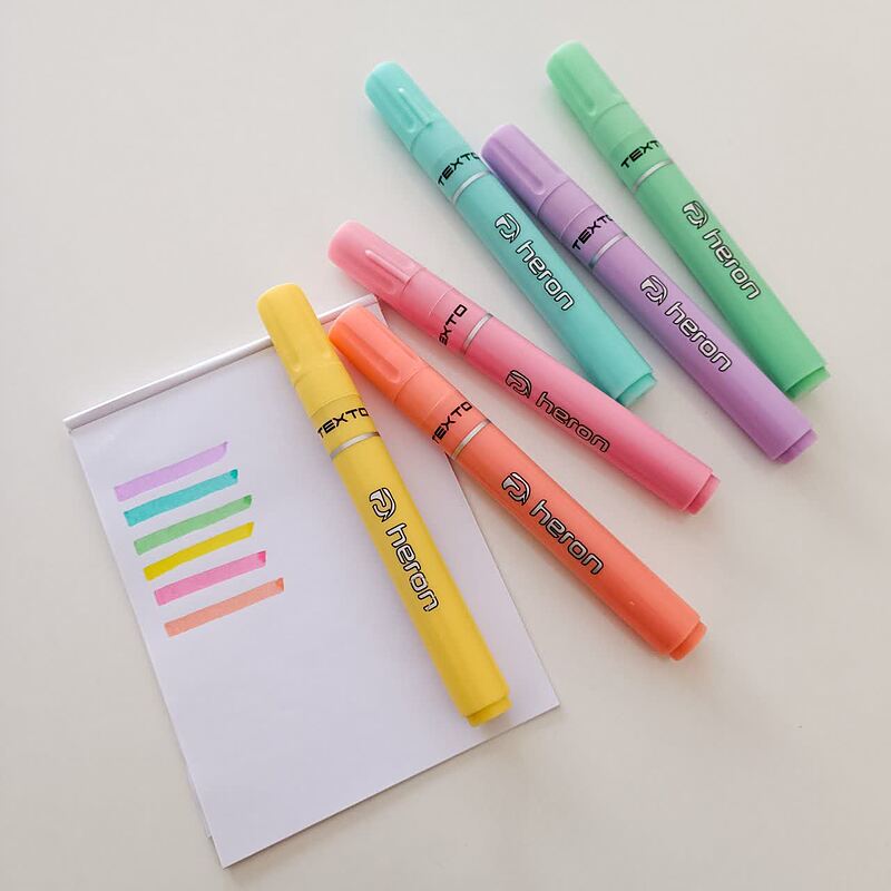 هایلایتر ساده هرون با رنگهای متنوع و نوک نرم مناسب مطالعه