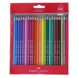 مداد رنگی ۲۴ رنگ فابر کاستل با رنگ‌های شفاف و مغزی نرم ساخت آلمان