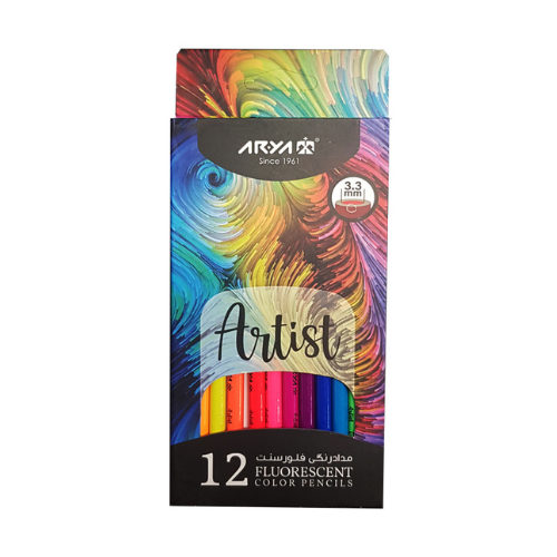 مداد رنگی ۱۲ رنگ فلورسنت آریا
