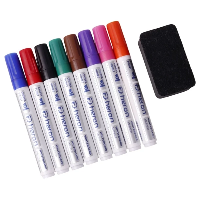 ماژیک وایت برد 8 رنگ هرون با کیف زیپدار