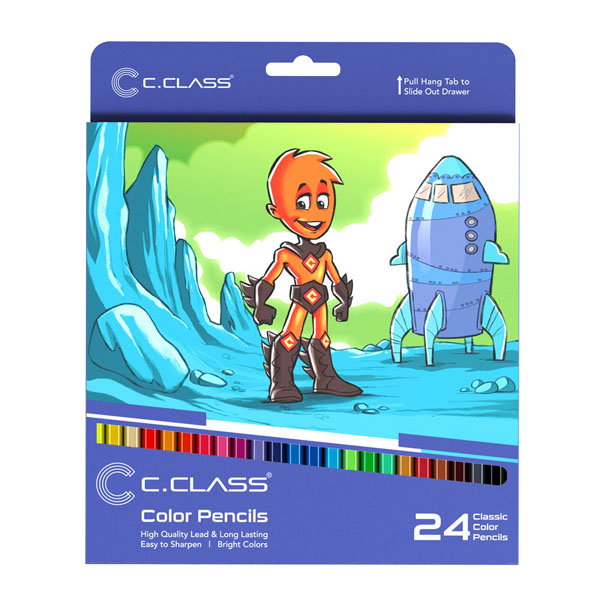 مداد رنگی ۲۴ رنگ مقوایی سی کلاس