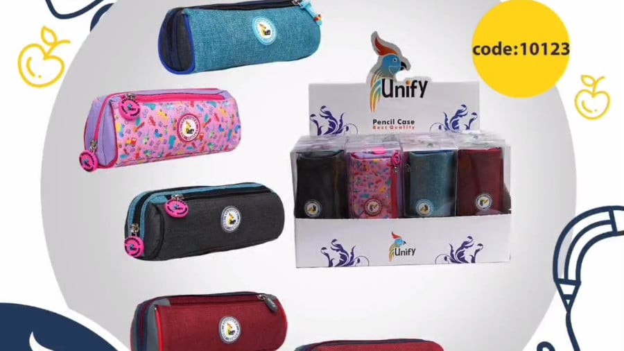 تصویر جامدادی یونیفای مدل 10123 با طراحی فانتزی و زیپ باکیفیت