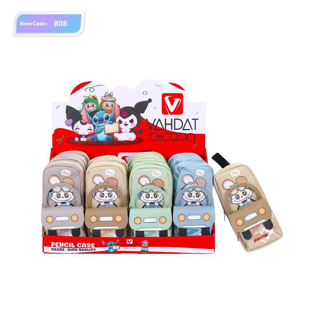 جامدادی وحدت مدل B808 با دو زیپ، پارچهای، مناسب دانشآموزان، طرحهای متنوع