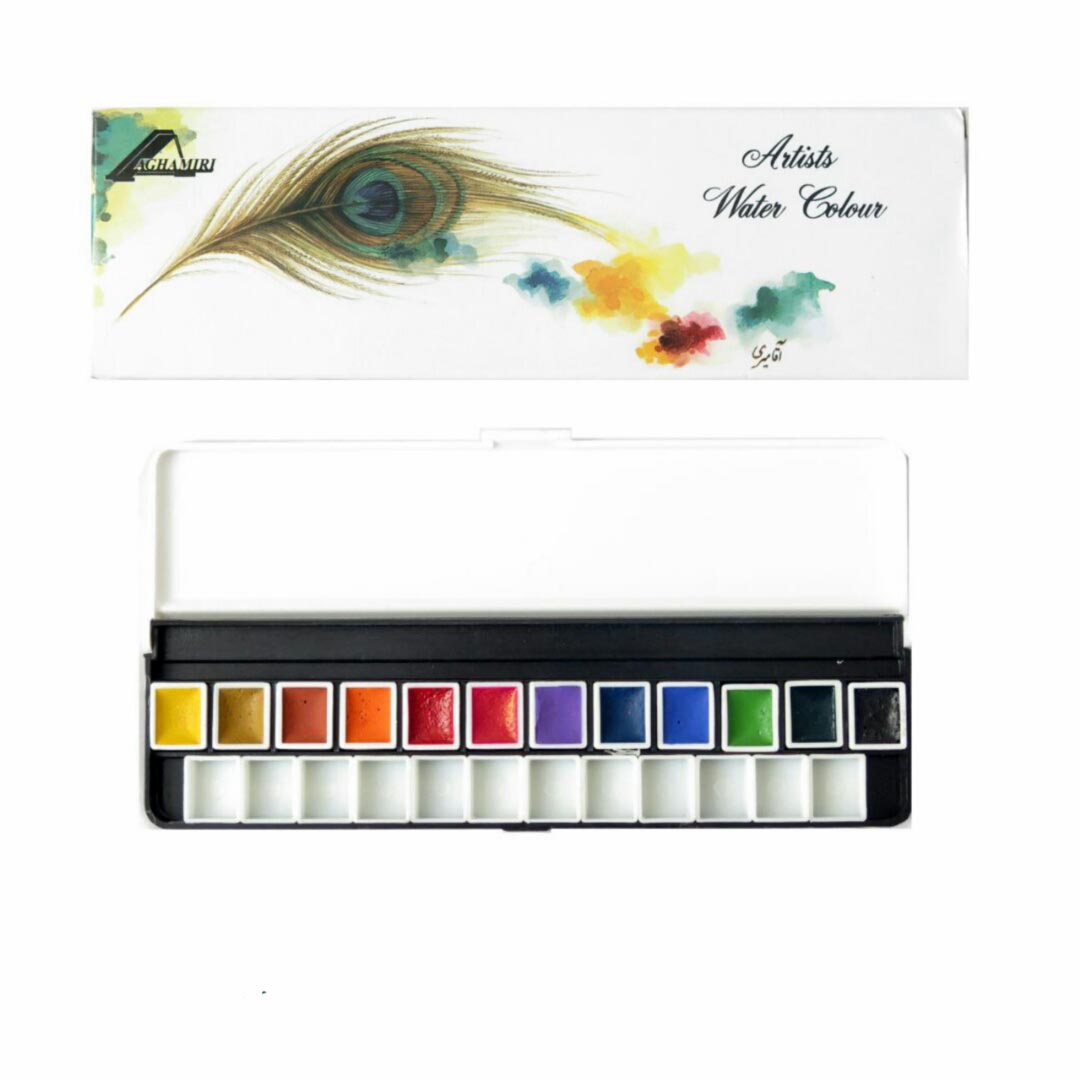 آبرنگ ۱۲ رنگ آقامیری Aghamiri Watercolor 12 Colors