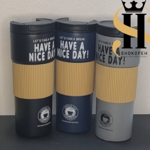 تراول ماگ دور سیلیکونی کافی کاپ رنگ کرم مات