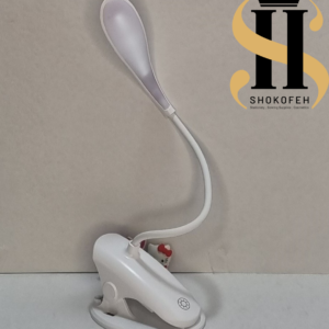 چراغ مطالعه خم شو مشکی با پایه لمسی و نور سفید